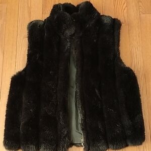COACO New York Black Faux Fur Reversible Vest Sz S